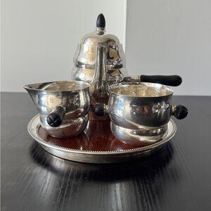 Georg Jensen Sterling Silver 4pc Personal Tea/Coffee Set w Ebony Handles c.1920